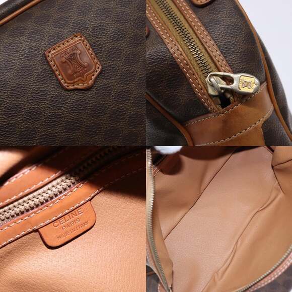 CELINE Macadam Canvas Hand Bag Pvc Leather Brown Gold - Picture 11 of 12